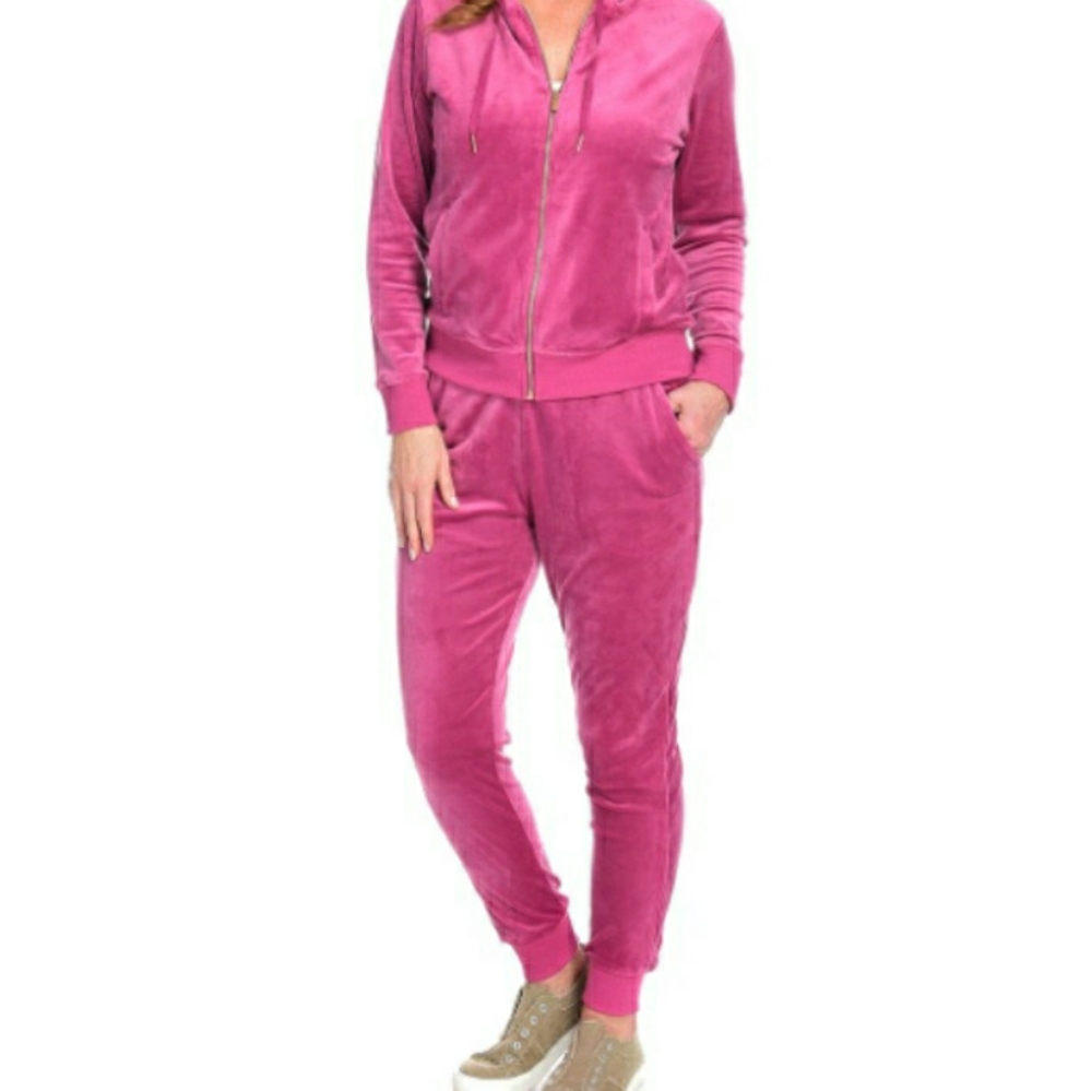 2 piece velour tracksuit set
